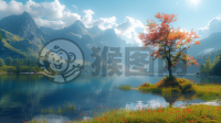 高原湖泊映群山，草甸如毯展画卷