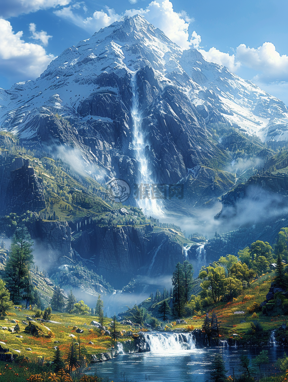 震撼的CG壁纸：高山流水，细节入微