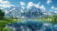 高原湖泊映群山，草甸如毯展画卷