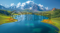 高山环绕中的湖泊与草原