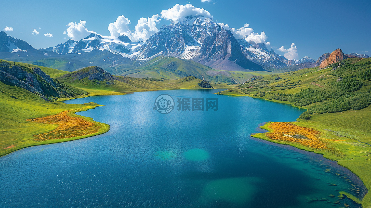 高山环绕中的湖泊与草原