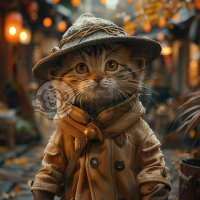 夏日城市街头装扮猫咪壁纸