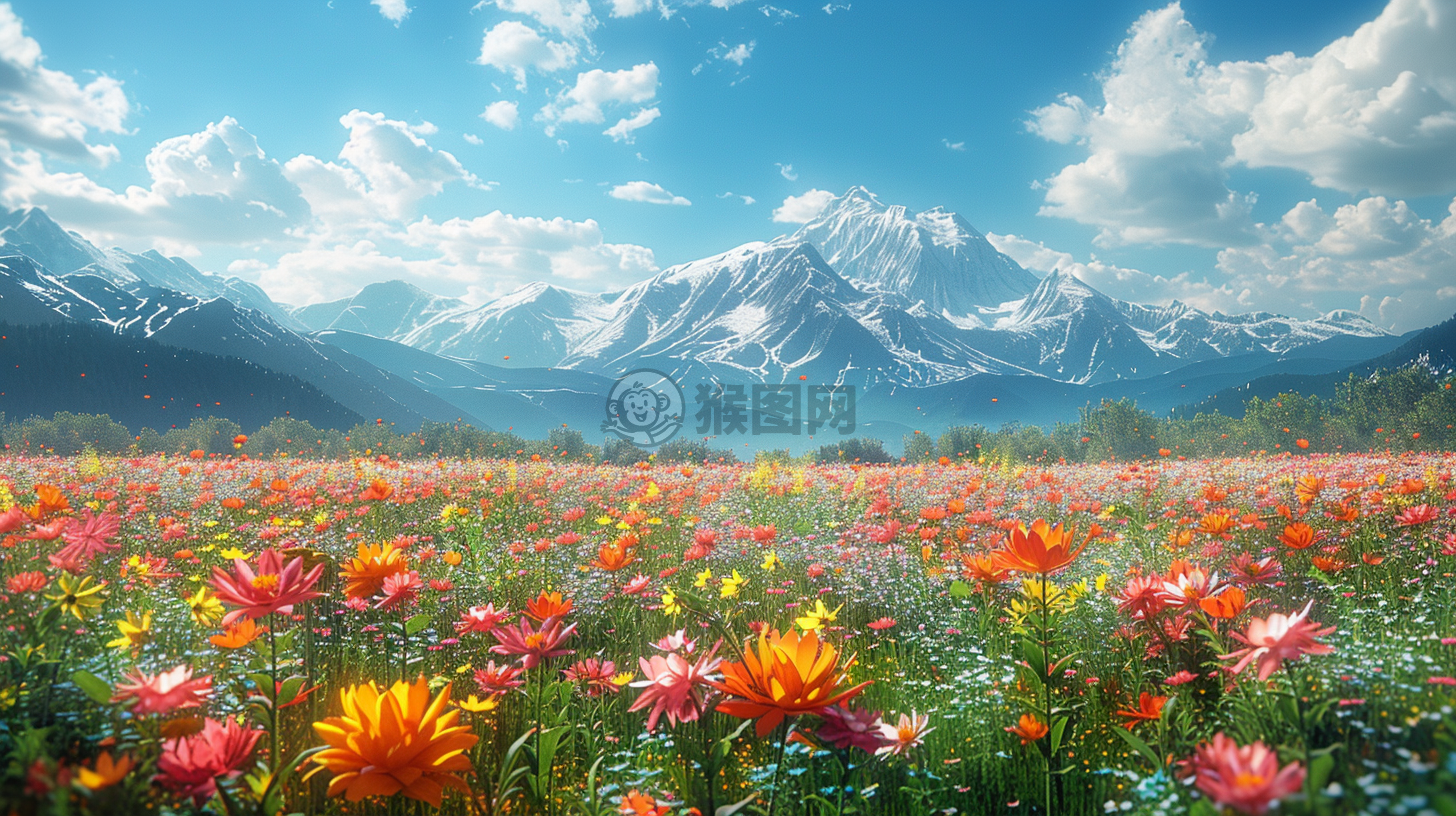草原花开绚烂，CG壁纸极致美丽