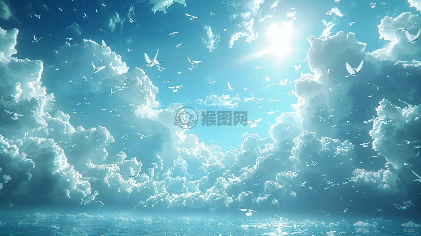 飘扬的飞书与纯洁的白鸽，色彩明亮与动感十足的日本动画风格
