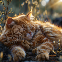 阳光下的肥猫悠闲午后