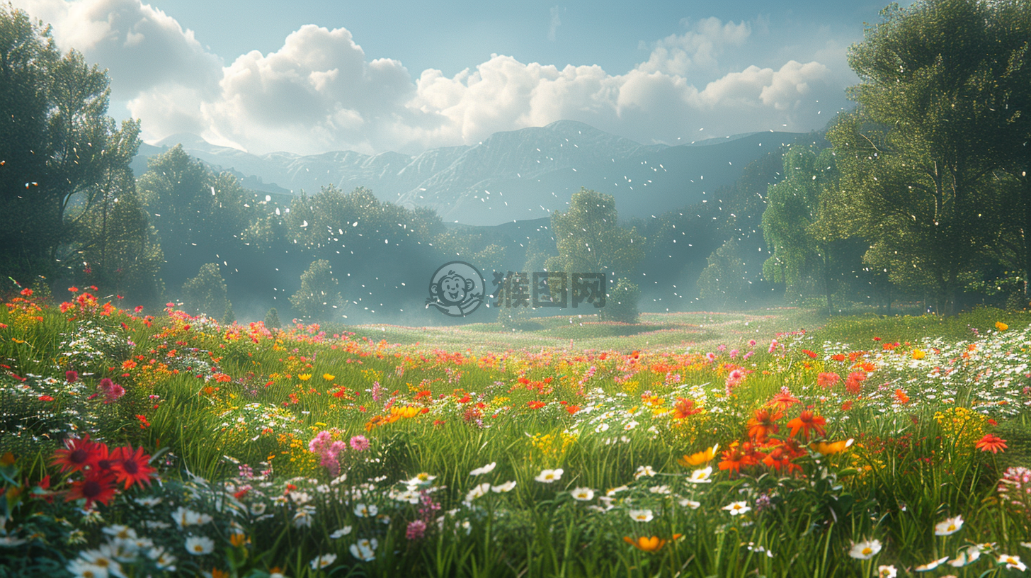 草原花开绚烂，CG壁纸细节入微