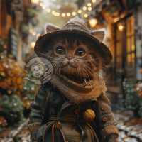 夏日城市街头装扮猫咪壁纸