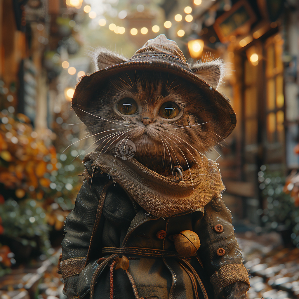 夏日城市街头装扮猫咪壁纸
