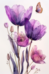 紫鸢飞舞，白底画卷