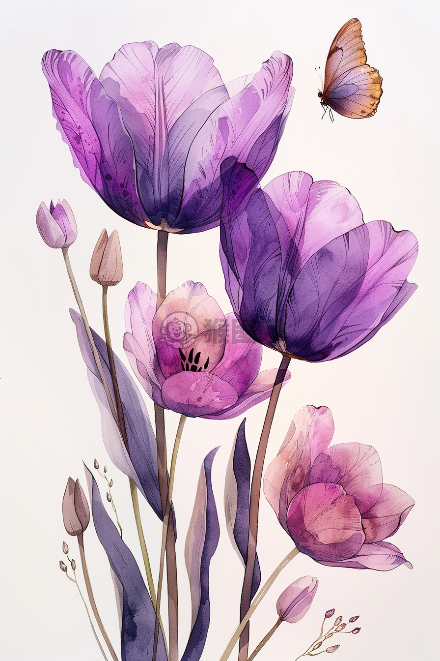 紫鸢飞舞，白底画卷