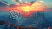 遥远的苍穹之鸟，美丽碧空下的精细CG壁纸