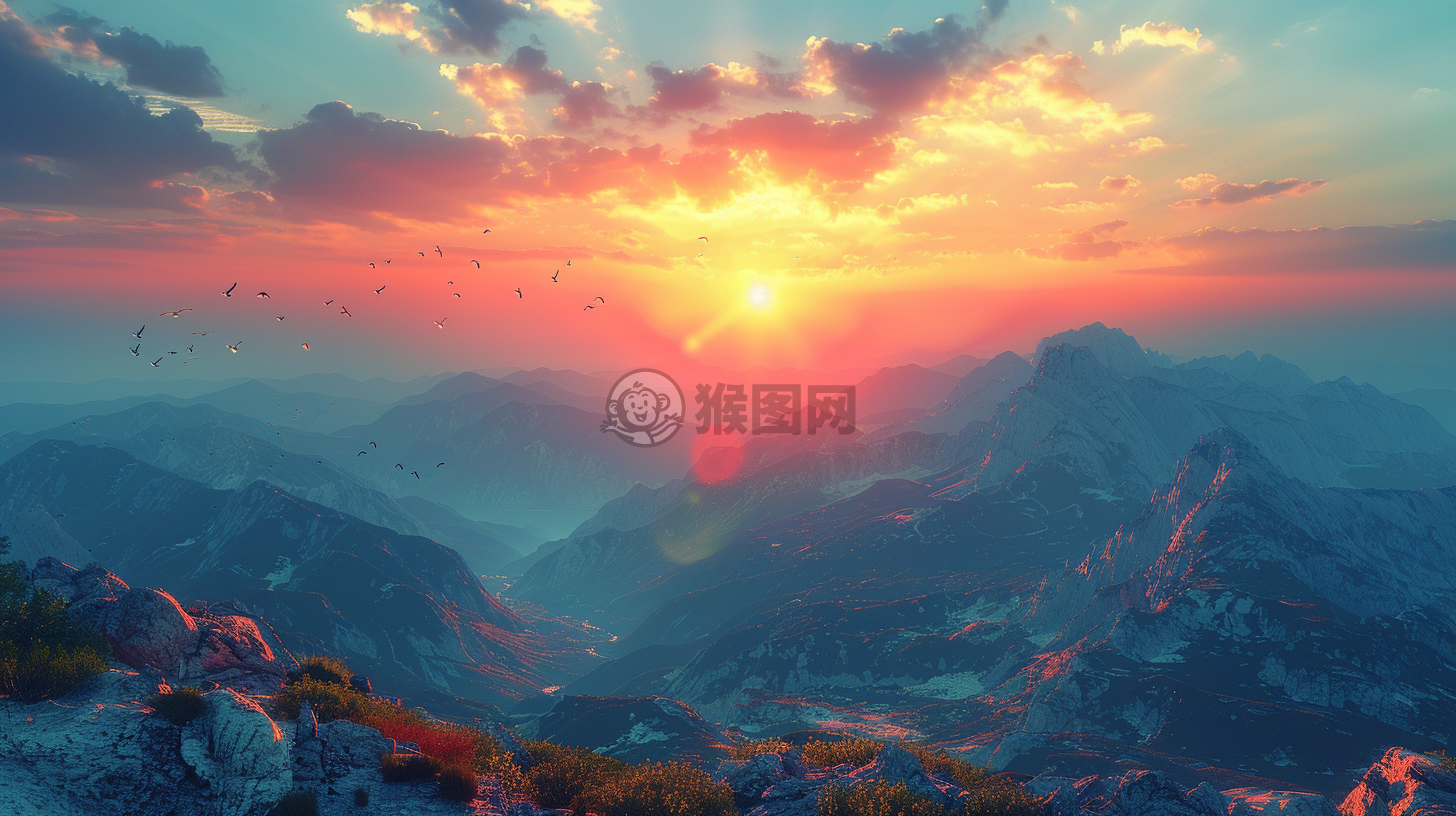 遥远的苍穹之鸟，美丽碧空下的精细CG壁纸