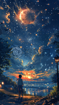 星空下的静谧少年