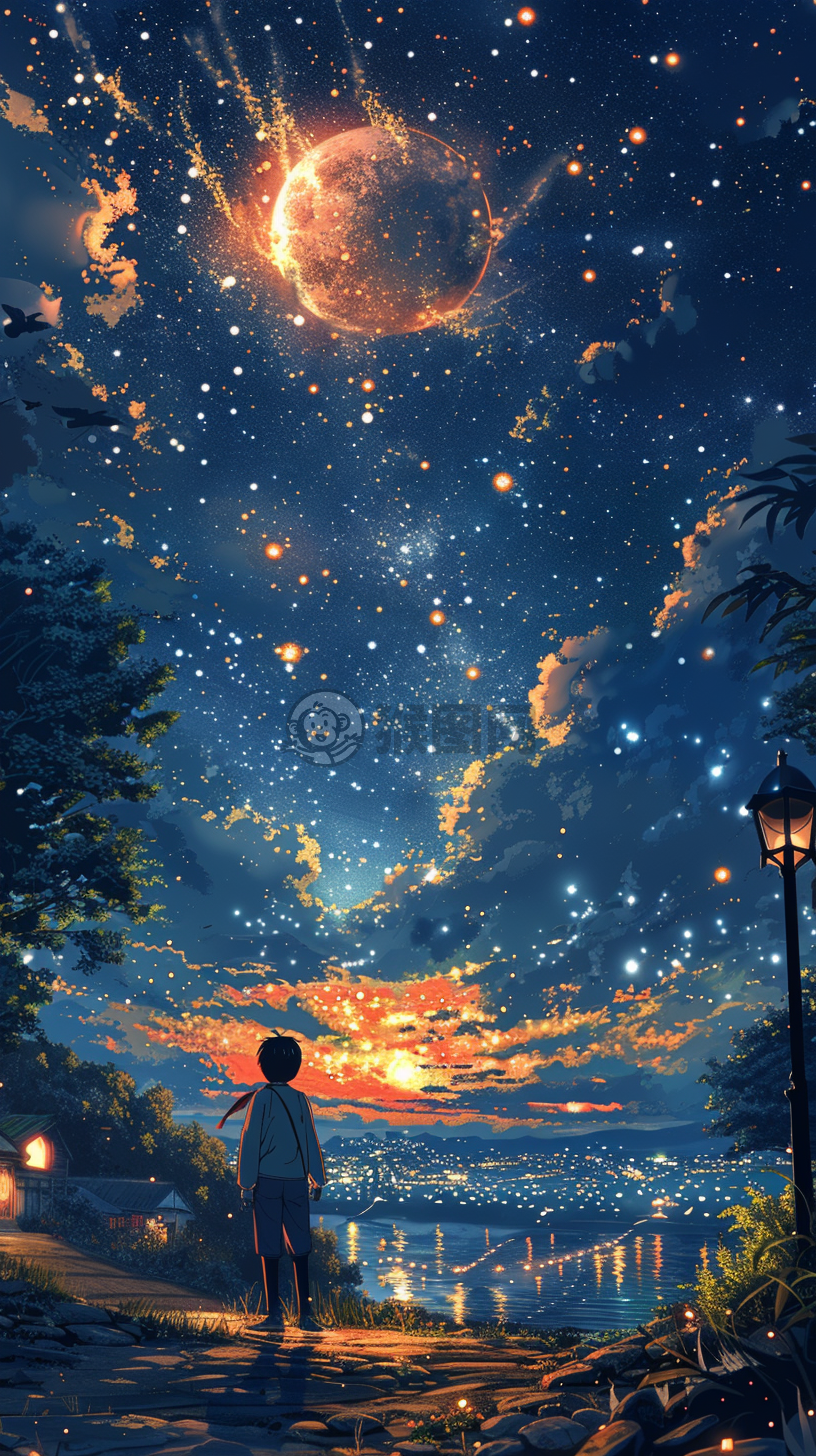 星空下的静谧少年