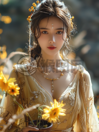 盛夏阳光下的中国美女