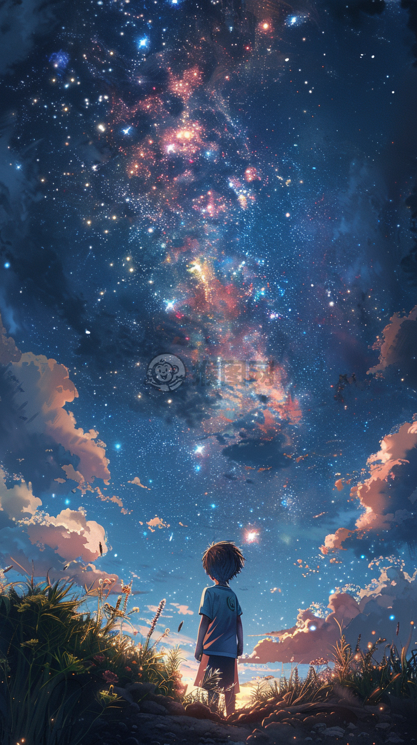 星空下的悠然少年
