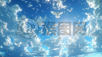 蔚蓝天空下的飞书与白鸽