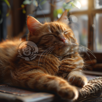 阳光下的肥猫悠闲自得