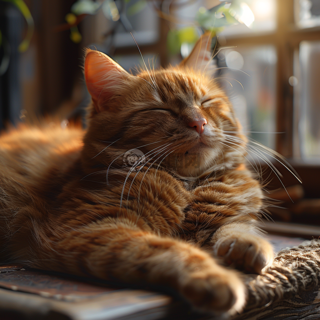 阳光下的肥猫悠闲自得