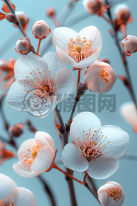 蓝白樱花，温馨细腻
