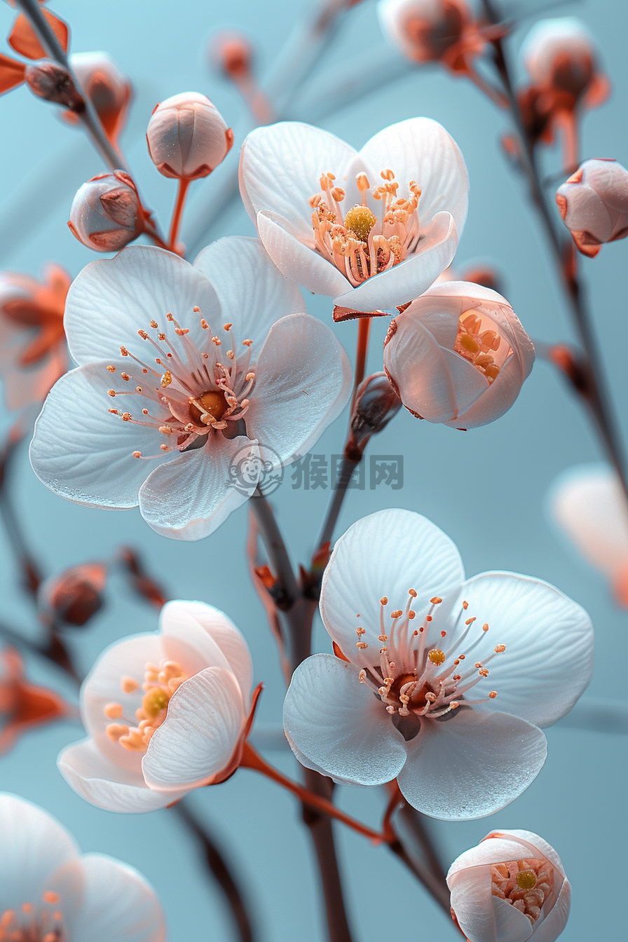蓝白樱花，温馨细腻