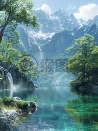 震撼的CG壁纸：高山流水，细节入微