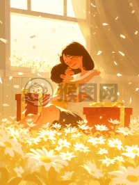 温馨时刻 母亲节日礼物盒 花卉剪纸 色彩艺术，8K高清摄影和氛围感知。
