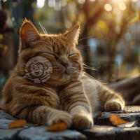 阳光下的肥猫悠闲午后