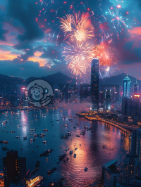 现代都市夜景壁纸，灯火辉煌，高楼耸立。