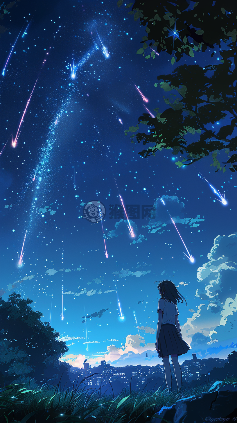 静谧星空下的温柔少女