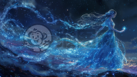 山巅星辰舞动的梦幻女
