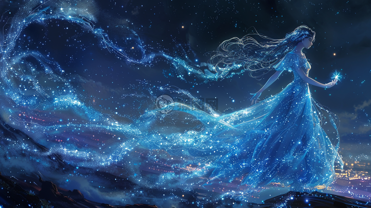 山巅星辰舞动的梦幻女