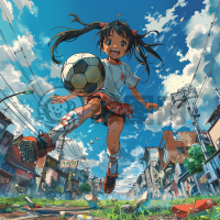 街头青春少女踢球，G