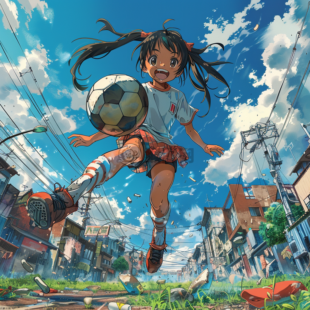 街头青春少女踢球，G