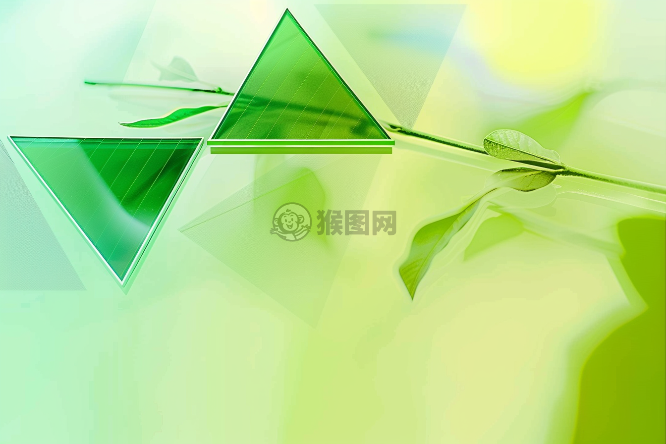 清新绿色渐变背景，呈现光影效果，左上角展示抽象线条三角粽子和平面插图。整体营造欢快氛围，背景几何图案干净利落，营造整体宁静感。