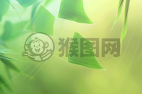 清新绿渐变背景，上方左侧三三角粽子抽象线条与平面图，柔和光影与淡前景，明亮色彩营造欢快氛围，背景几何图案干净整洁，整体营造宁静氛围。
