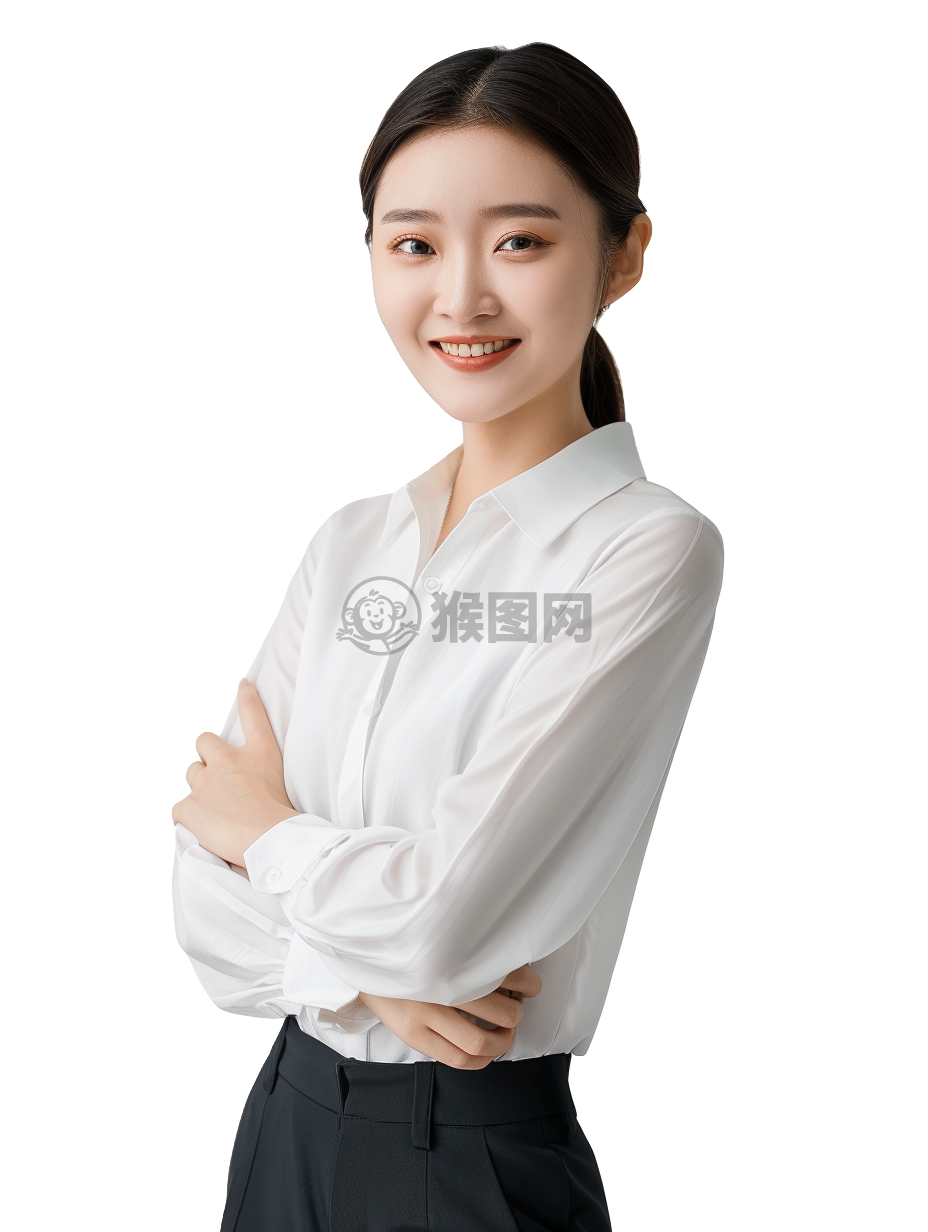 现代简约风格商业摄影，精致女性模特正面微笑宣传照