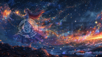 奇幻女孩夜空之舞梦幻星空壁纸
