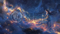 星空舞动的奇幻少女：梦幻星空壁纸