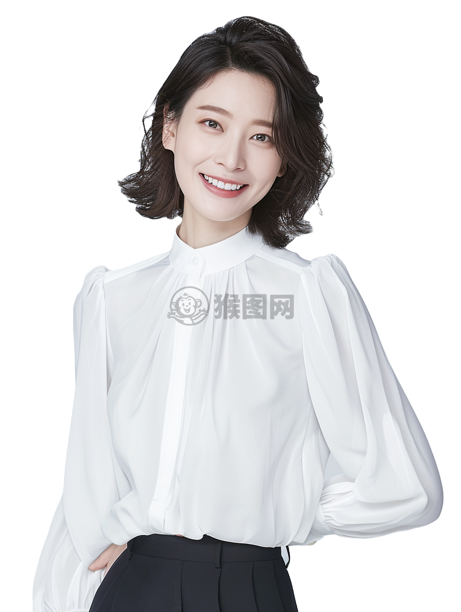现代简约风格商业摄影，中国女性模特精致肌肤白衬衫广告级图片