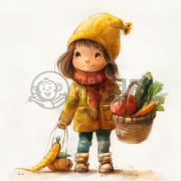 素描设计的小女孩和水壶画作品标题建议：“素描小女孩和水壶设计的艺术品”
