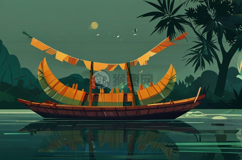端午节绿意盎然的龙舟赛场宣传海报