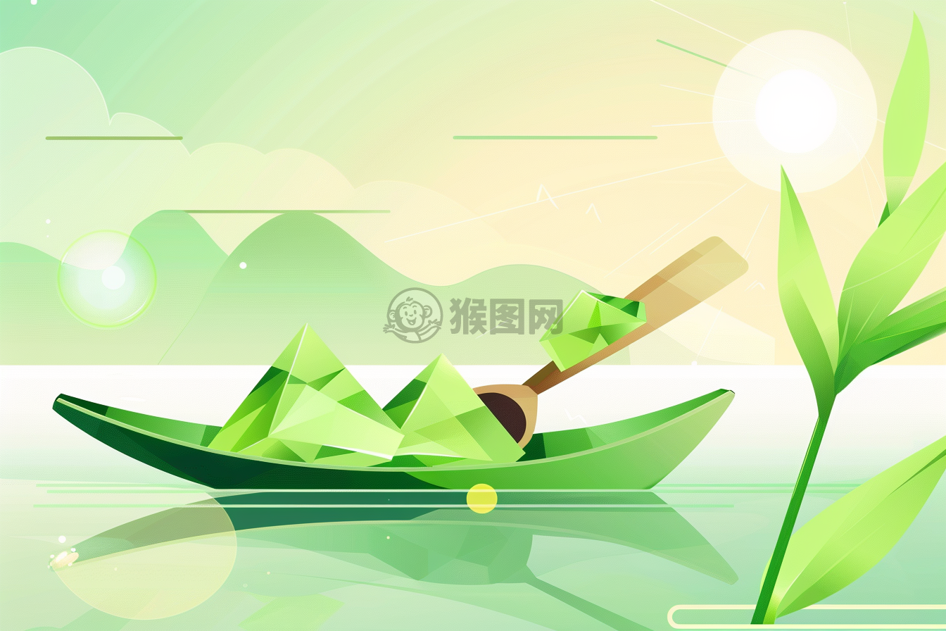 端午节绿意盎然的龙舟竞渡场景