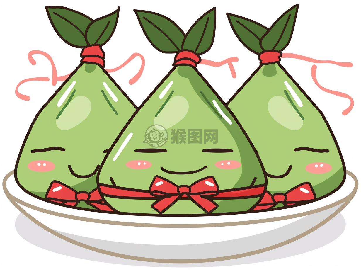 卡通粽子卡通风格，白色背景矢量插图
