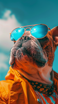 美国柯基犬在简约现代环境中佩戴透明雷朋墨镜的时尚肖像