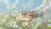 阳光花海中，轻抚百合手。