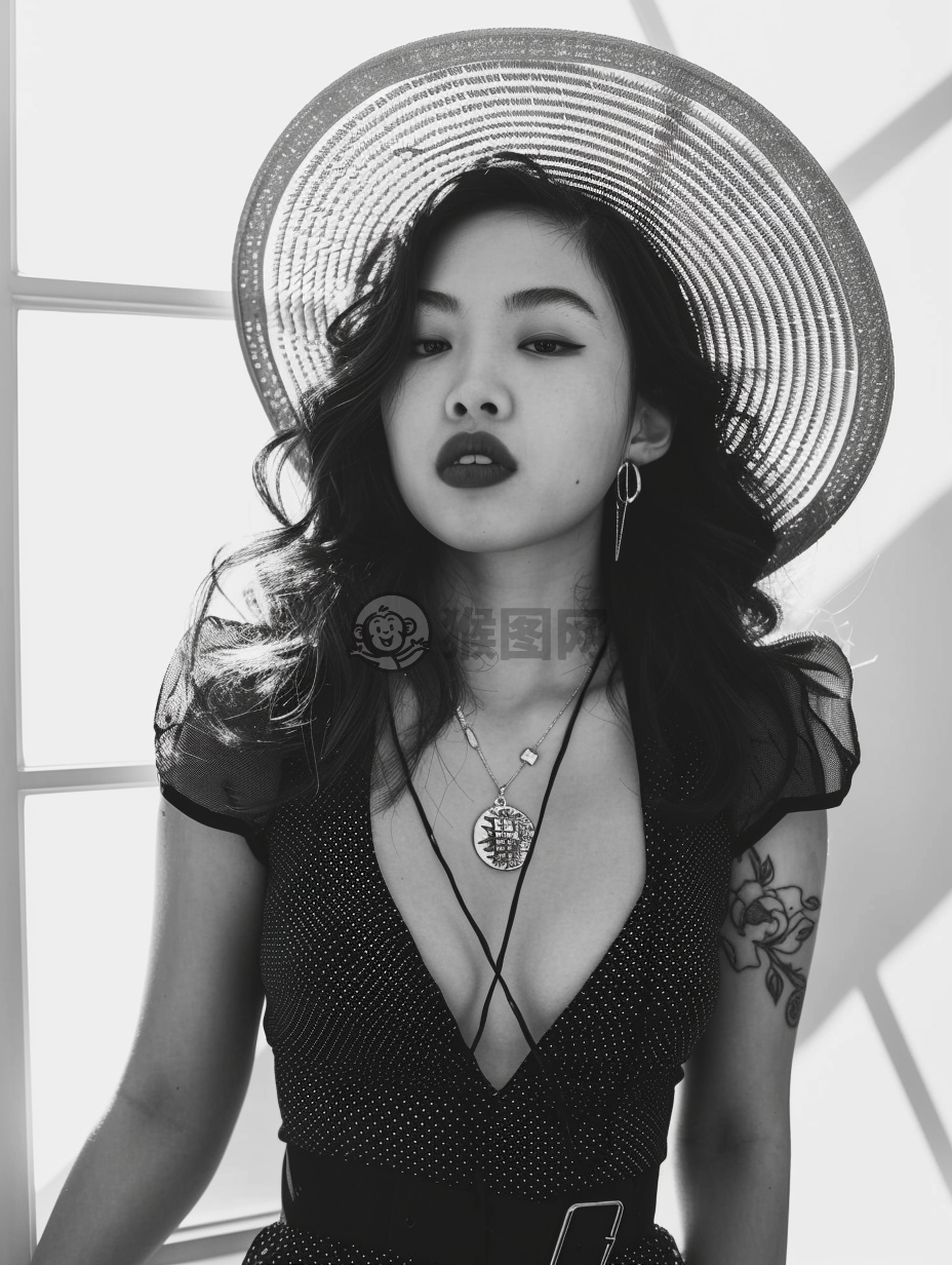 黑色礼帽下的中国魅力女性