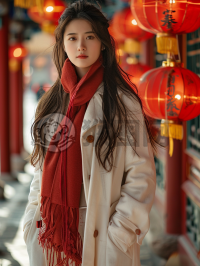 春节京城花灯美，时尚少女美如画。