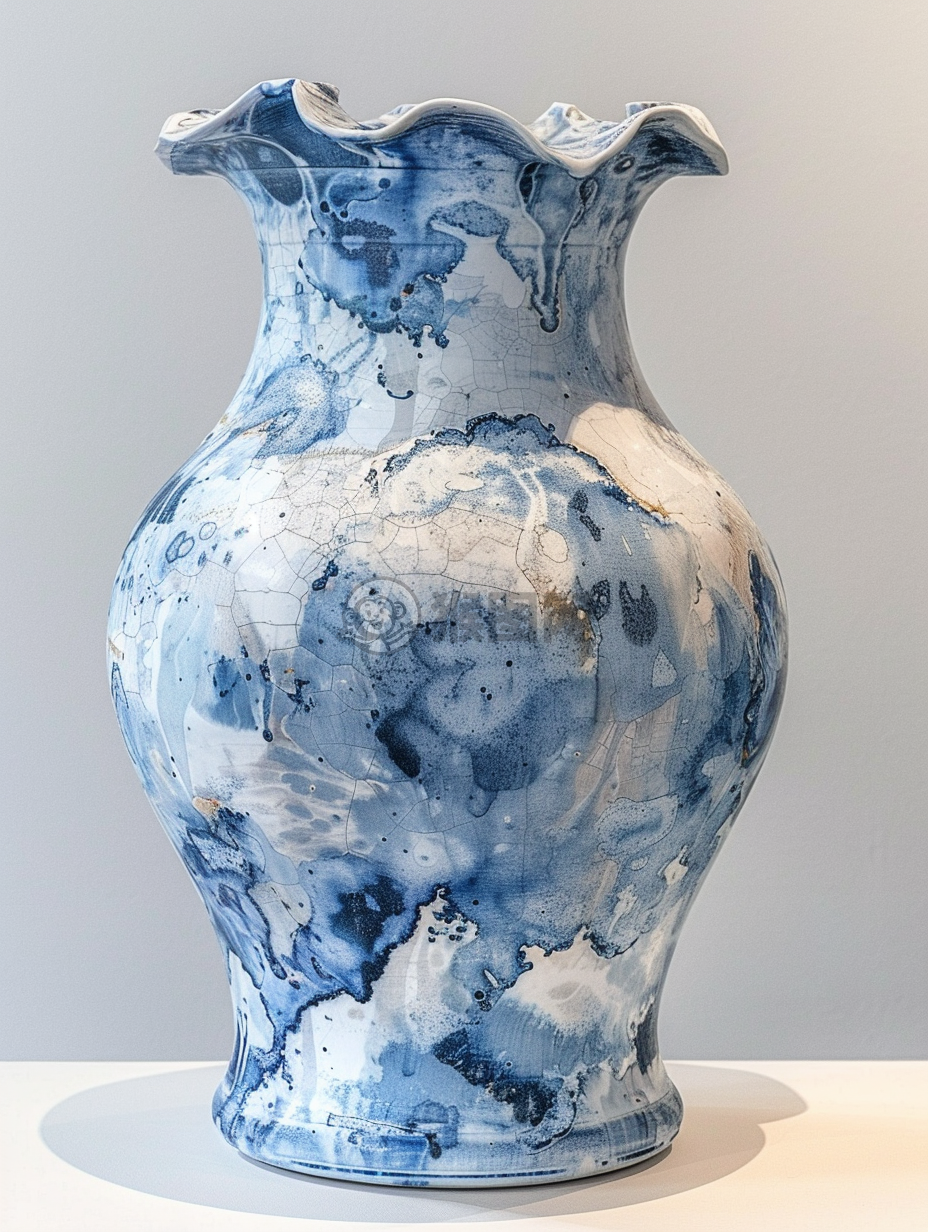 纽约艺术展中的希迪·萨哈花瓶：黄思林黄，厚颜彩，白蓝染，和谐静谧风格