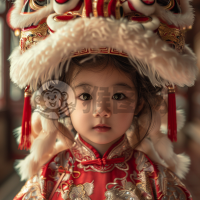 中国舞狮小童精致细节超高清图片展示